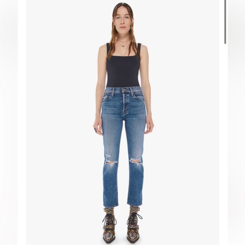 Mother Jeans The Tomcat Ankle High Rise Straight Leg Distressed 24 Roughing It